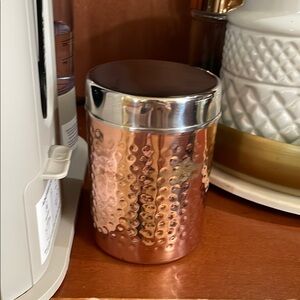 Copper and Silver Hammered Canister